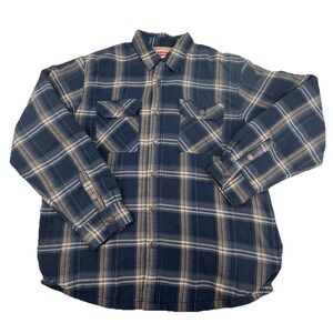 Wrangler Sherpa Lined Flannel Jacket Plaid Shacket Outdoors Chore Men's Size L